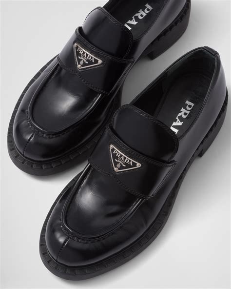 prada black leather penny loafers|Prada suede loafer.